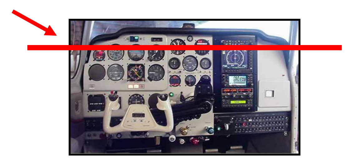 Cockpit panel with a red line showing where the bifocal segment should sit