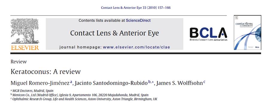 Header of the article Keratoconus: A review in Contact Lens and Anterior Eye