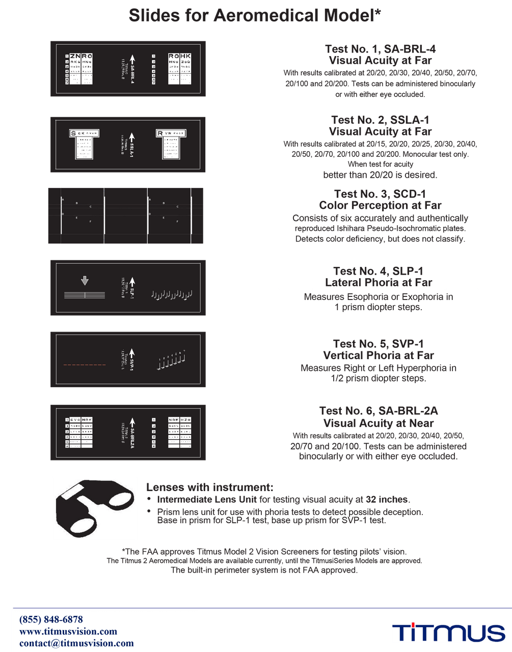 Titmus slides for the aeromedical model