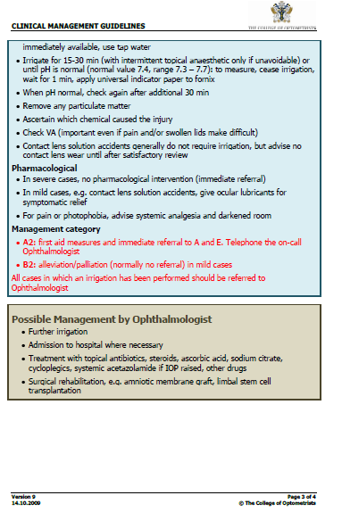 Clinical Management Guidelines - Trauma (chemical), page 3